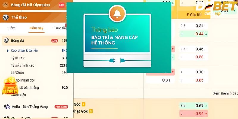 Debet sẽ thông báo cụ thể cho người chơi về thời gian bảo trì cụ thể